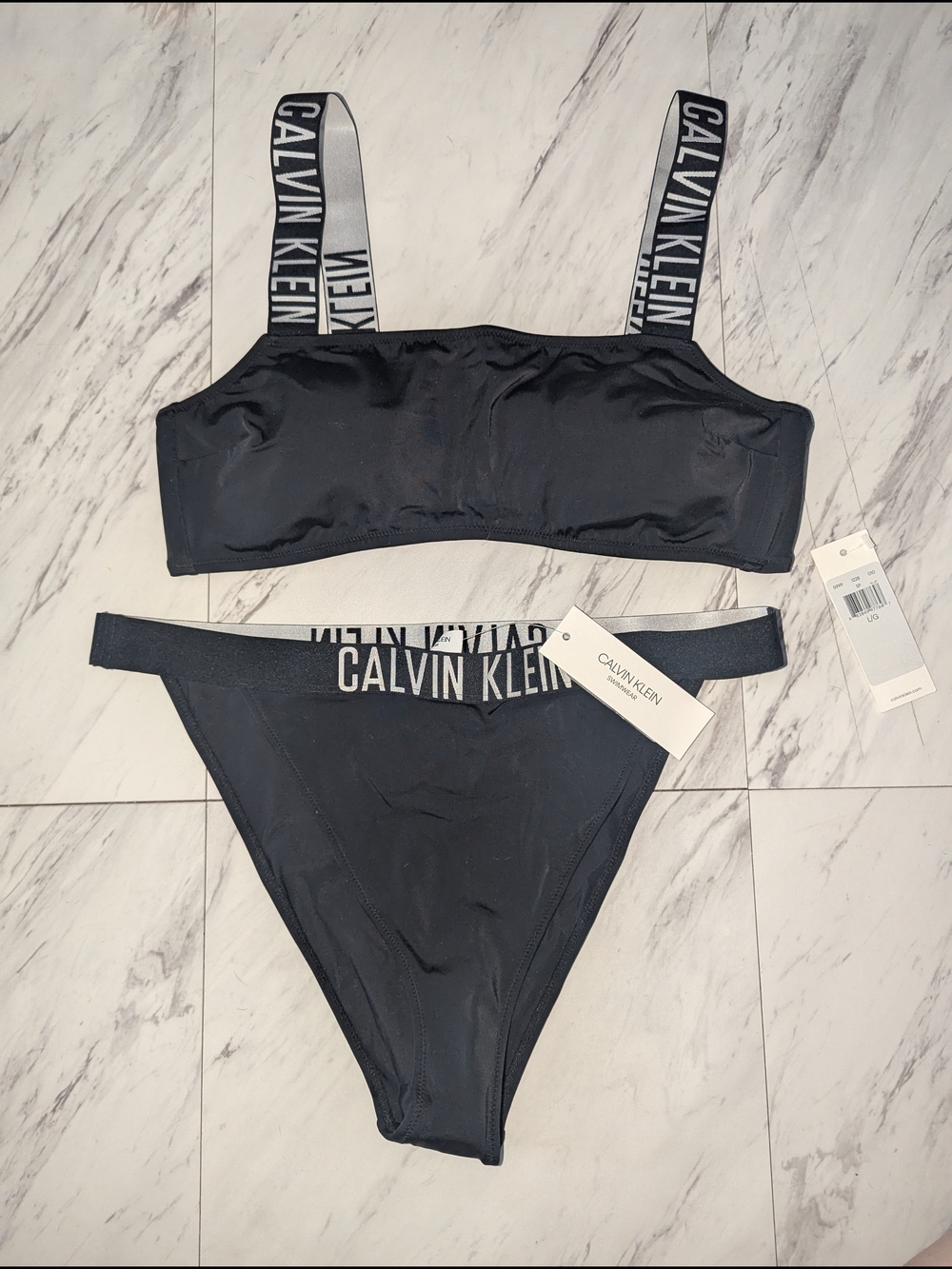 Calvin Klein Black Logo-Strap Bikini Set